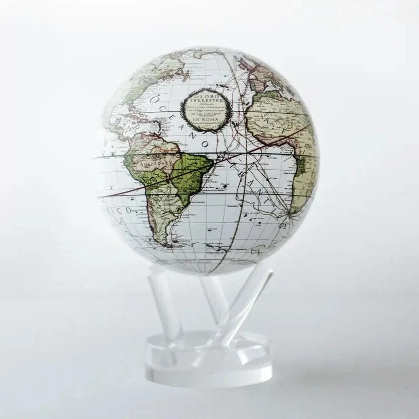 Mova Globes Savaime besisukantis gaublys-kubas MOVA 12,7 cm, antikinis baltas