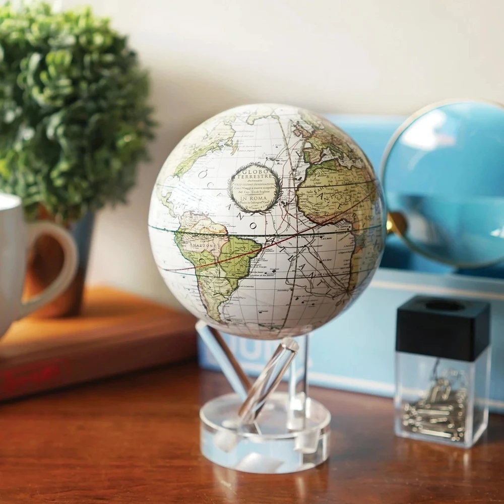 Mova Globes Savaime besisukantis gaublys-kubas MOVA 12,7 cm, antikinis baltas