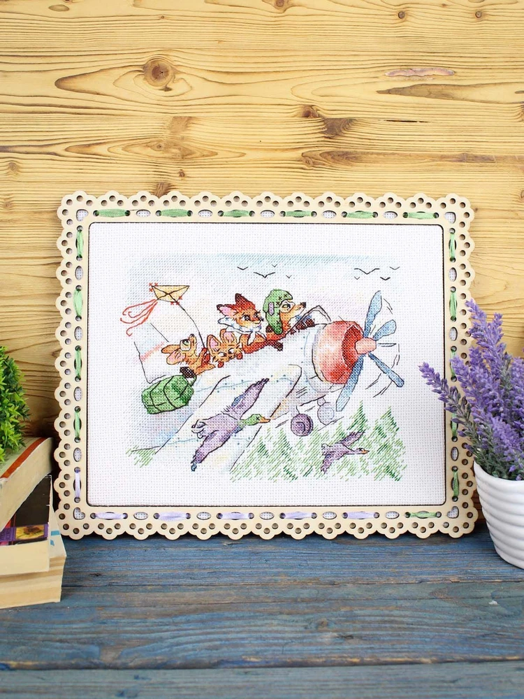 MP Studia Kryželiu siuvinėjimo rinkinys „Skriskime į pietus“ 15×20 cm, 14 ct, 25 spalvų