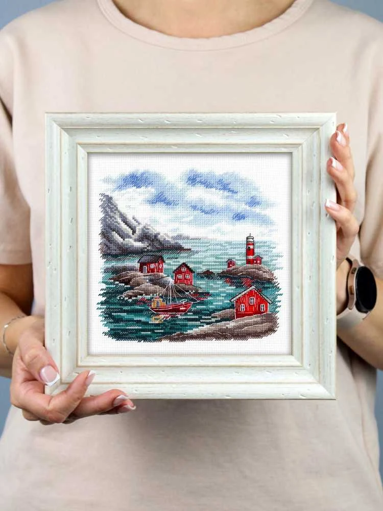 MP Studia Kryželiu siuvinėjimo rinkinys „Skandinaviška pakrantė“ 16x16 cm