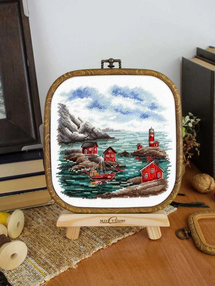 MP Studia Kryželiu siuvinėjimo rinkinys „Skandinaviška pakrantė“ 16x16 cm