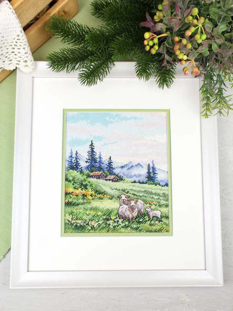 MP Studia Kryželių siuvinėjimo rinkinys „Alpinės pievos“ 20x16 cm SNV-935