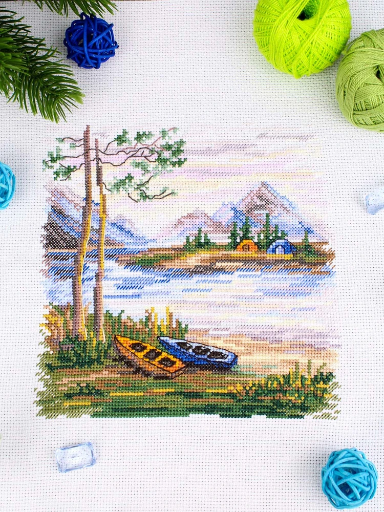 MP Studia Kryželių siuvinėjimo rinkinys „Naktis gamtoje“ 16×16 cm, 25 spalvos