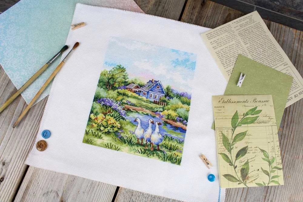MP Studia Beldizart Kryželiu siuvinėjimo rinkinys "Vasarą kaime" 20x16 cm SNV-917