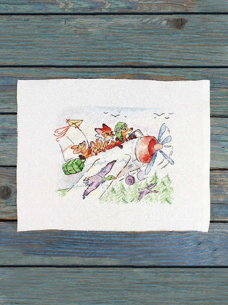 MP Studia Kryželiu siuvinėjimo rinkinys „Skriskime į pietus“ 15×20 cm, 14 ct, 25 spalvų