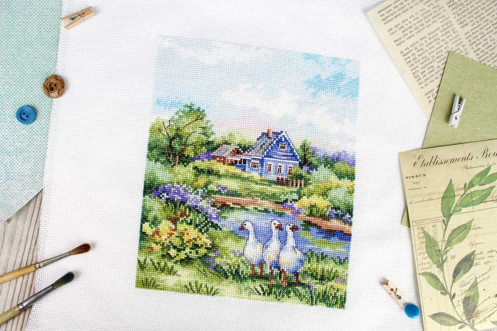 MP Studia Beldizart Kryželiu siuvinėjimo rinkinys "Vasarą kaime" 20x16 cm SNV-917