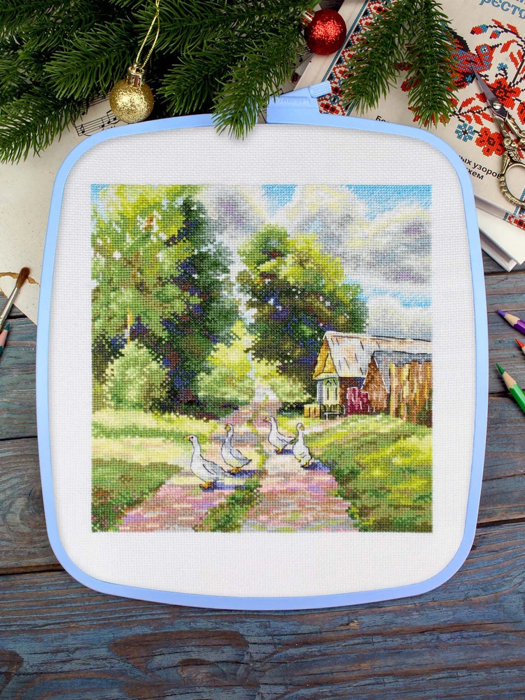 MP Studia Kryželiu siuvinėjimo rinkinys „Miško kelias“ 22x20 cm gamtos peizažas