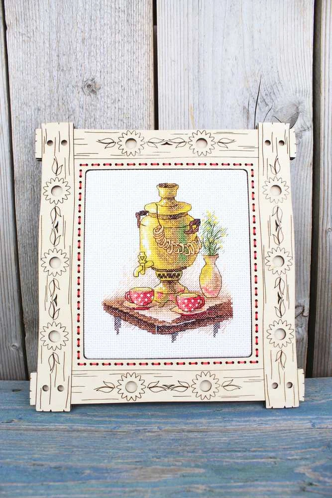 MP Studia Kryželiu siuvinėjimo rinkinys „Arbatos puota“, 13×11 cm