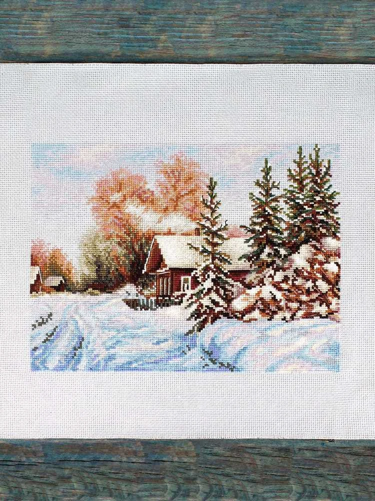 MP Studia Kryželių siuvinėjimo rinkinys „Kaimo gatvė“ 22×28 cm – namų dekorui