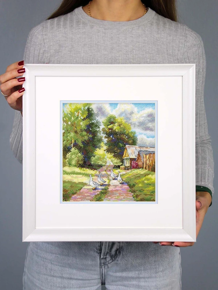 MP Studia Kryželiu siuvinėjimo rinkinys „Miško kelias“ 22x20 cm gamtos peizažas