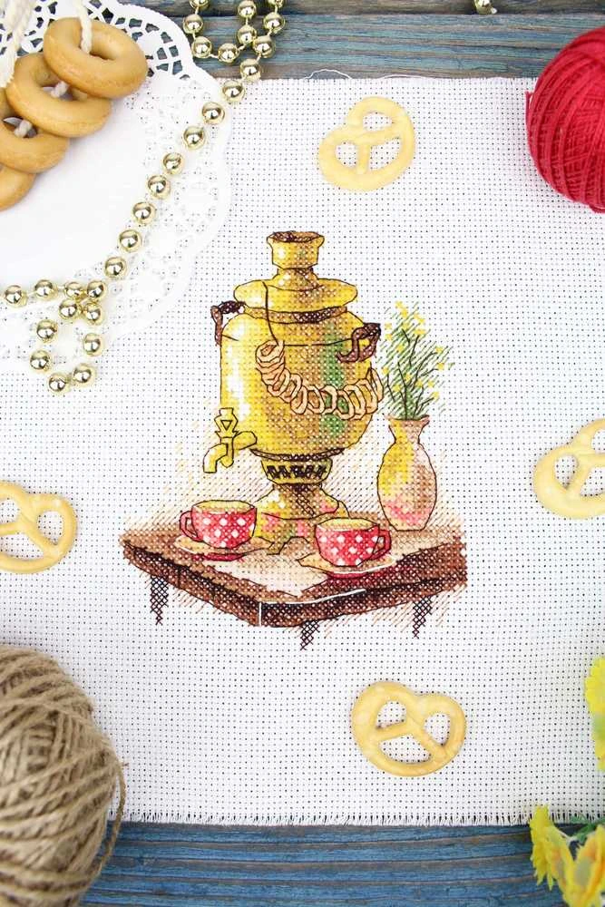 MP Studia Kryželiu siuvinėjimo rinkinys „Arbatos puota“, 13×11 cm