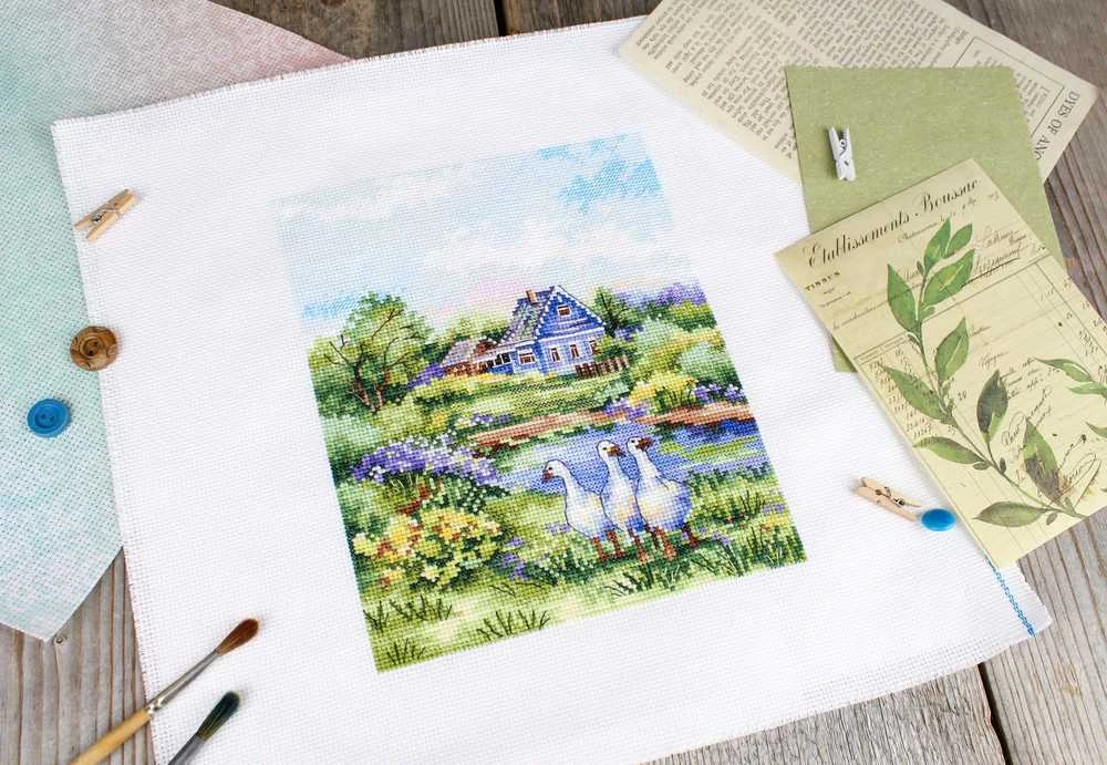MP Studia Beldizart Kryželiu siuvinėjimo rinkinys "Vasarą kaime" 20x16 cm SNV-917