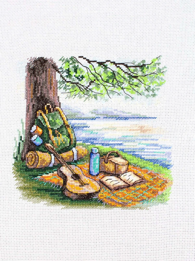 MP Studia Kryželiu siuvinėjimo rinkinys „Turistų stotelė“ 16x16 cm, 26 spalvos
