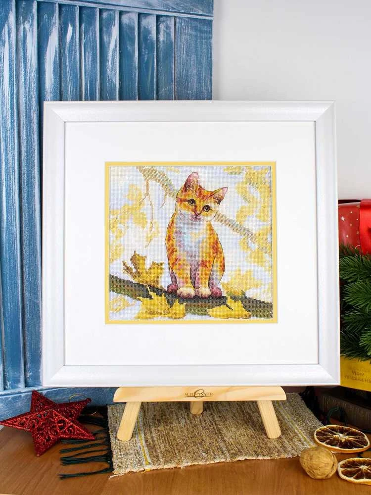 MP Studia Kryželiu siuvinėjimo rinkinys „Pūkuota ryža katė“ 19x19 cm SNV-908
