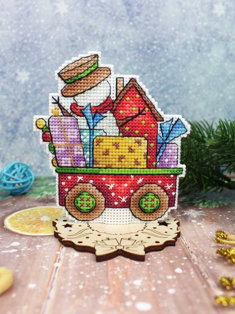 MP Studia Mini siuvinėjimo kryželiu rinkinys „Laimė ant ratų“, 10×9 cm