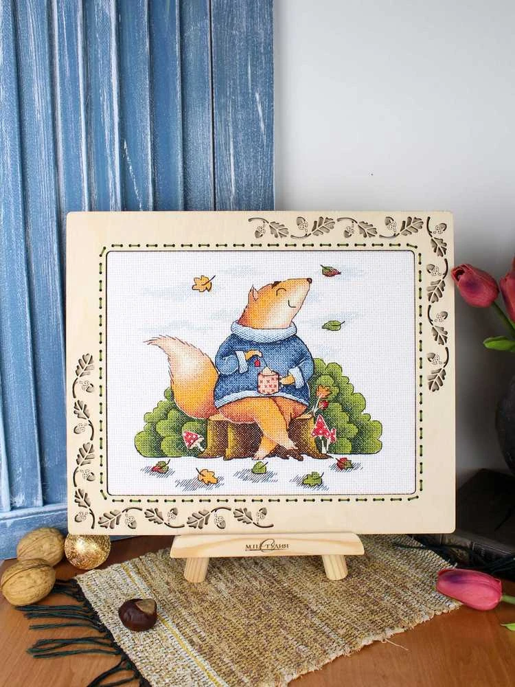 MP Studia Rinkinys siuvinėjimui kryželiu „Rudens poilsis“ 18x19 cm paveikslas