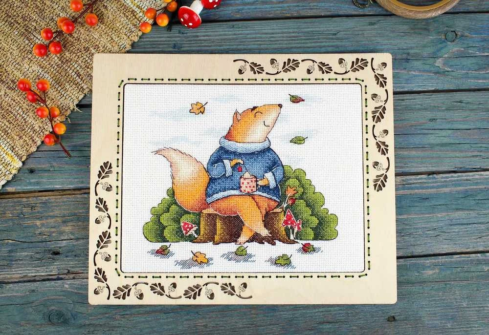 MP Studia Rinkinys siuvinėjimui kryželiu „Rudens poilsis“ 18x19 cm paveikslas