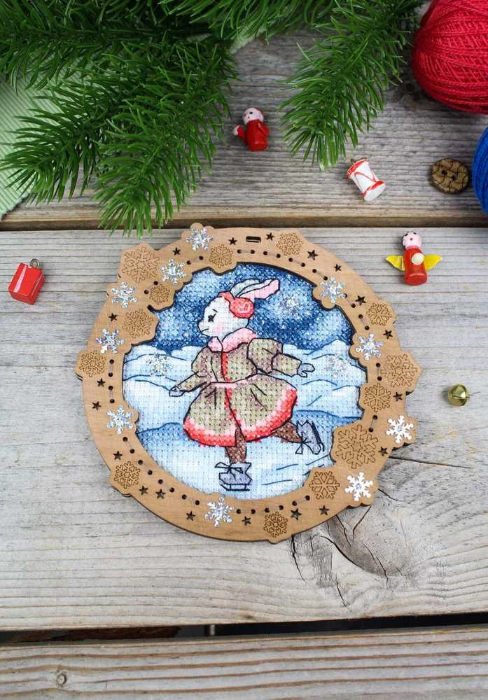 MP Studia Siuvinėjimas kryželiu ant medžio „Užšalusi upė“ 11×12 cm