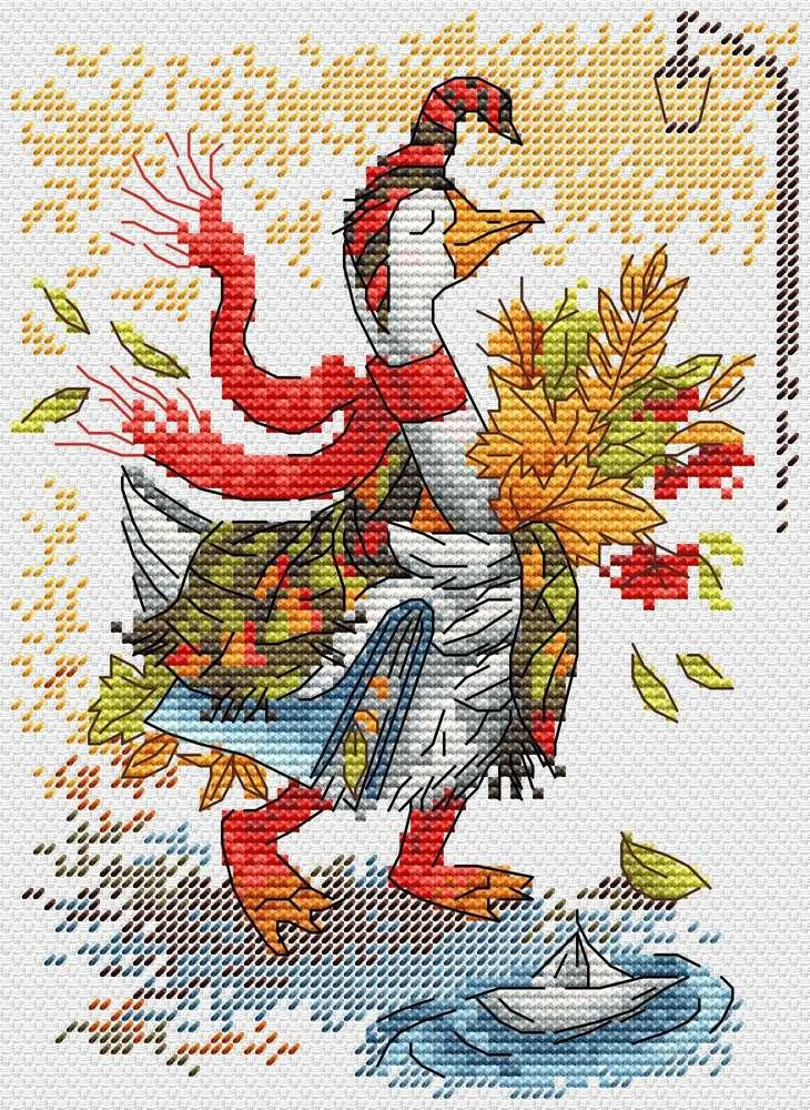 MP Studia Siuvinėjimo kryželiu rinkinys „Rudens pasivaikščiojimas“ 18x13 cm SM-795