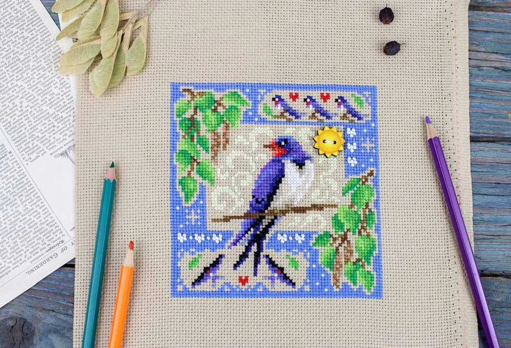 MP Studia Siuvinėjimo kryželiu rinkinys „Mini pavyzdėlis: vasaros kompozicija“ 13×13 cm