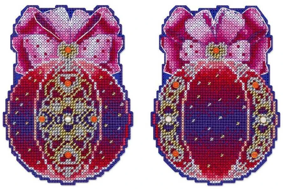 MP Studia Siuvinėjimo kryželiu rinkinys „Širdies magija“ – kalėdinis burbulas 12×9 cm