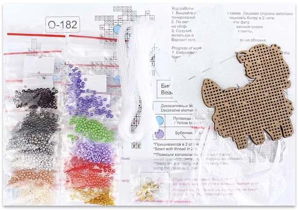 MP Studia Siuvinėjimo kryželiu rinkinys ant medinio pagrindo „Ožiukas gėlėse“ 7x7 cm