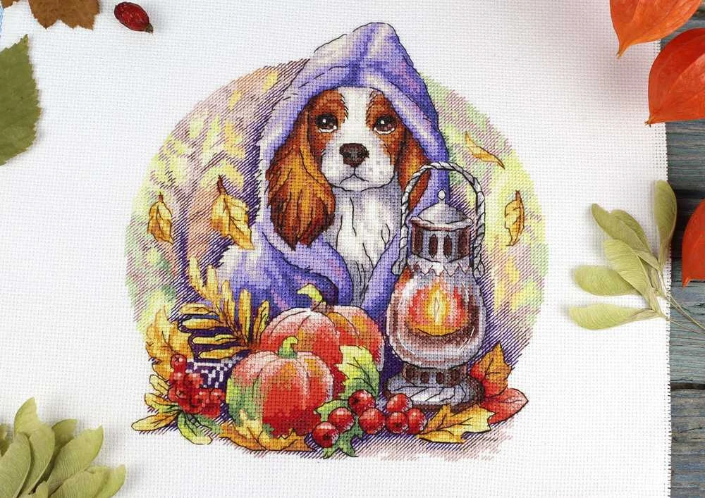 MP Studia Siuvinėjimo kryželiu rinkinys „Rudeninis Mėlis“ 20x18 cm SNV-885