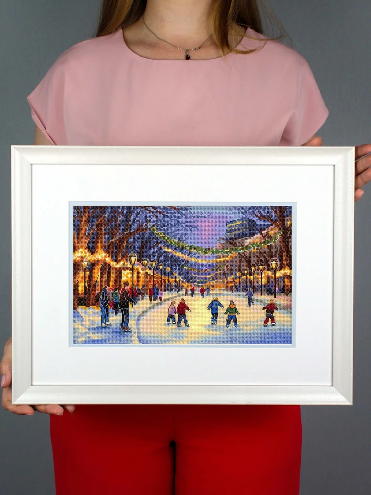 MP Studia Siuvinėjimo kryželiu rinkinys „Naujametė čiuožykla“ 17x25 cm