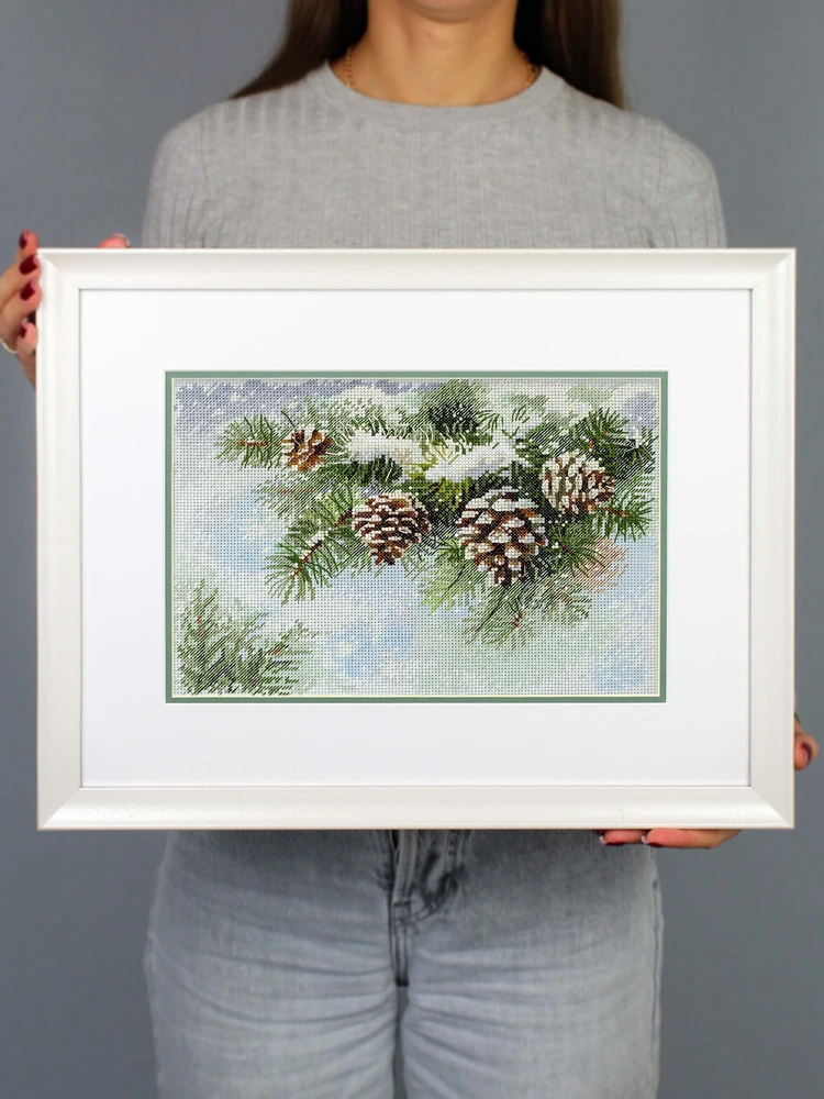 MP Studia Siuvinėjimo kryželiu rinkinys „Apsnigta šaka“ 18×26 cm