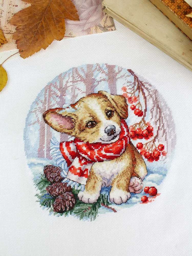 MP Studia Siuvinėjimo kryželiu rinkinys „Pasivaikščiojimas miške“, 19×18 cm