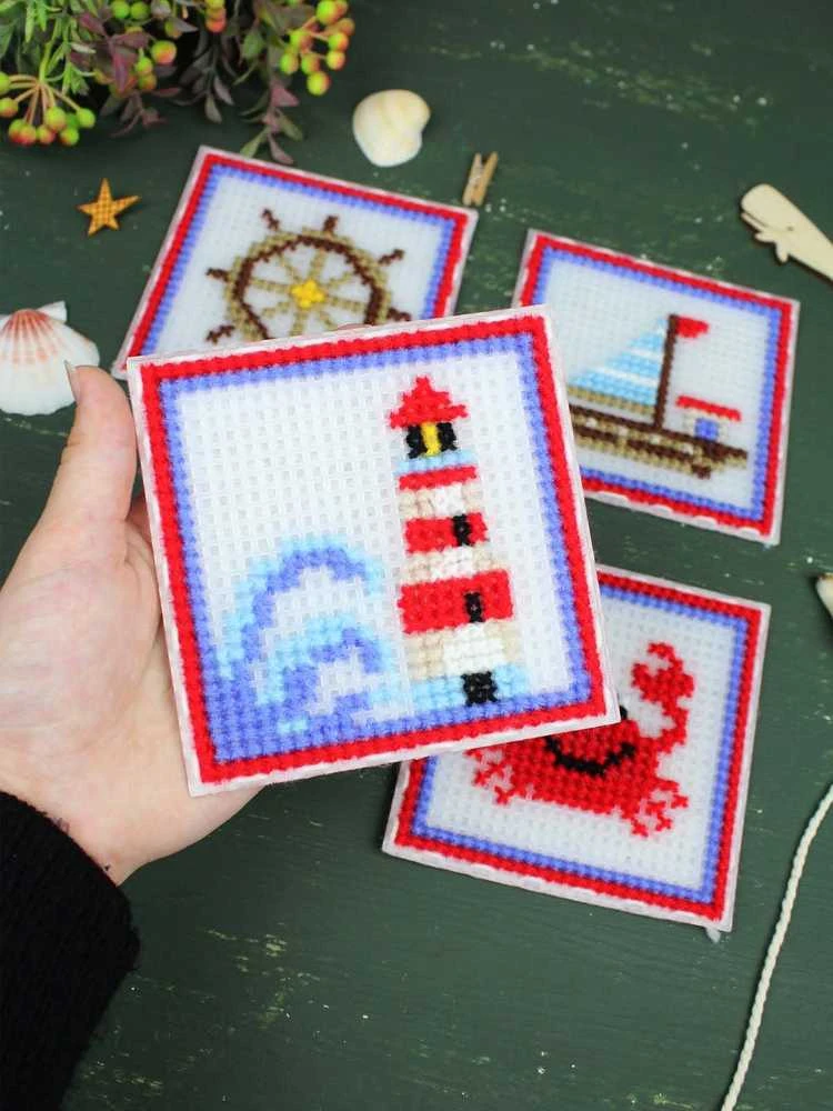 MP Studia Siuvinėjimo kryželiu rinkinys „Jūros šauksmas“ 4 paveikslai 10,6 cm