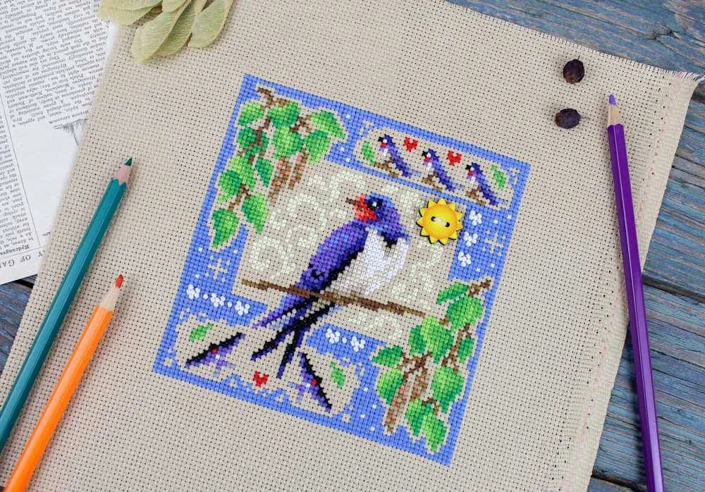 MP Studia Siuvinėjimo kryželiu rinkinys „Mini pavyzdėlis: vasaros kompozicija“ 13×13 cm