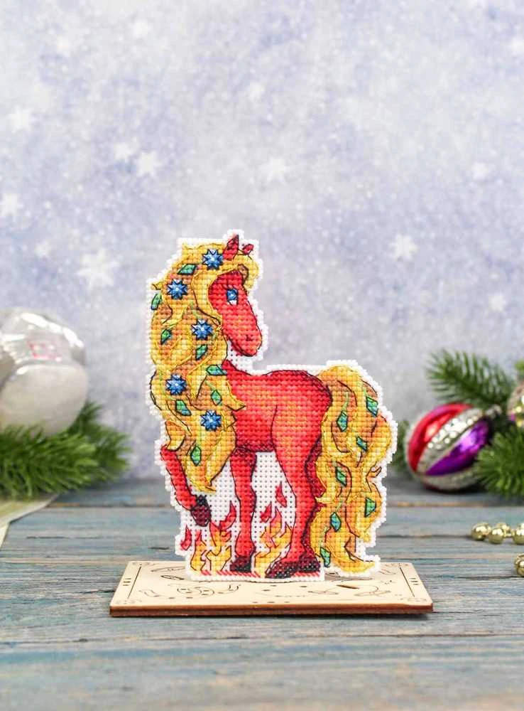 MP Studia Siuvinėjimo kryželiu rinkinys „Ugninis arklys“, 13×9 cm