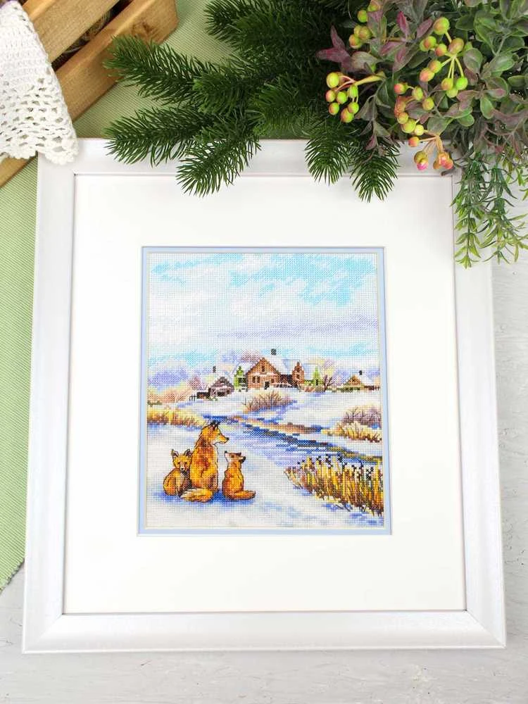 MP Studia Siuvinėjimo kryželiu rinkinys „Raudonoji šeima“ 20x16 cm