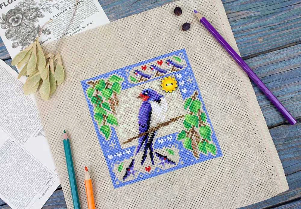 MP Studia Siuvinėjimo kryželiu rinkinys „Mini pavyzdėlis: vasaros kompozicija“ 13×13 cm