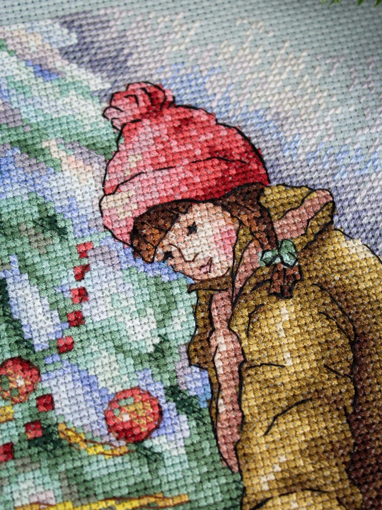MP Studia Siuvinėjimo kryželiu rinkinys „Prie papuoštos eglutės“ 26×22 cm
