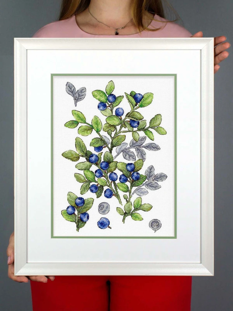 MP Studia Siuvinėjimo kryželiu rinkinys „Mėlynės“ 28x20 cm, 16 ct drobė