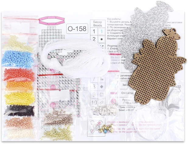 MP Studia Siuvinėjimo kryželiu rinkinys ant medinio pagrindo „Angeliukas mėlynai“ 9x6 cm