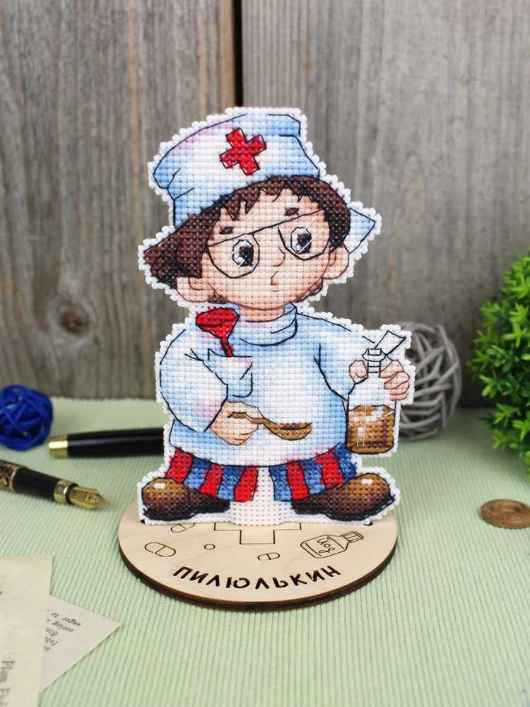 MP Studia Siuvinėjimo kryželiu rinkinys „Gydytojas“ 13x9 cm vaikams SR-1196