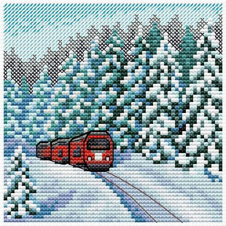MP Studia Beldizart Kryželiu siuvinėjimo rinkinys "Per žiemos mišką" 11x11 cm SM-988