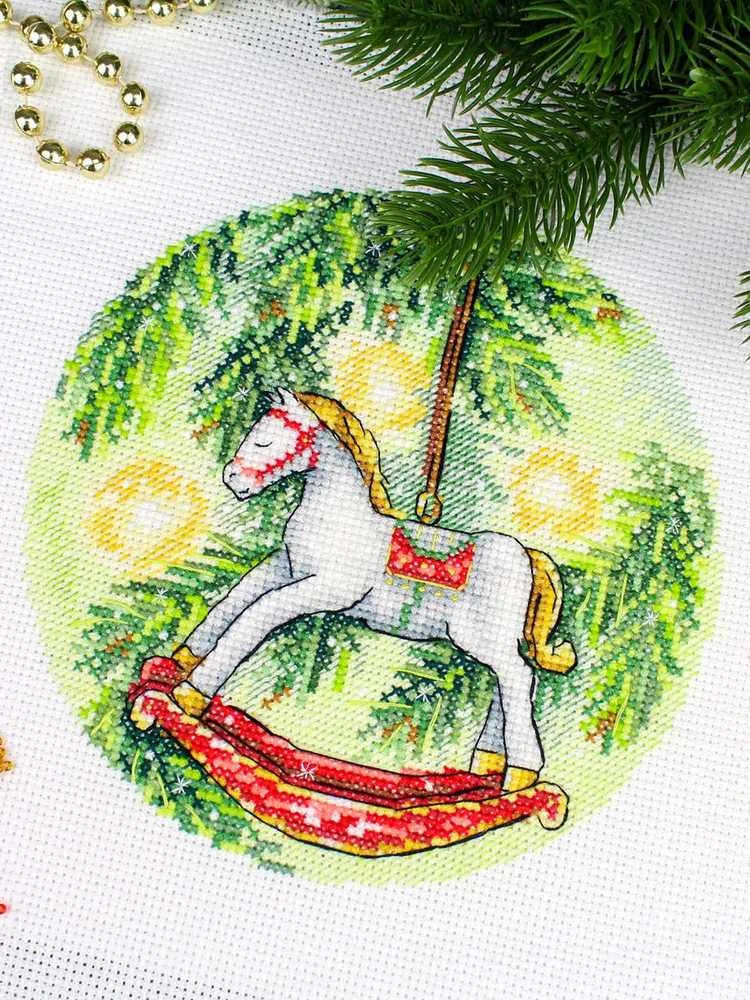 MP Studia Siuvinėjimo kryželiu rinkinys „Naujųjų metų žirgas“ 16×16 cm