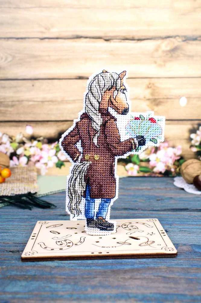 MP Studia Siuvinėjimo kryželiu rinkinys „Arklys su paltu“, 13×8 cm