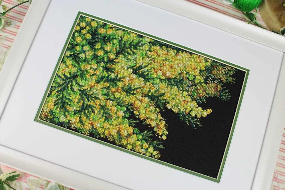 MP Studia Siuvinėjimo rinkinys kryželiu „Pavasario mimoza“, 18×27 cm