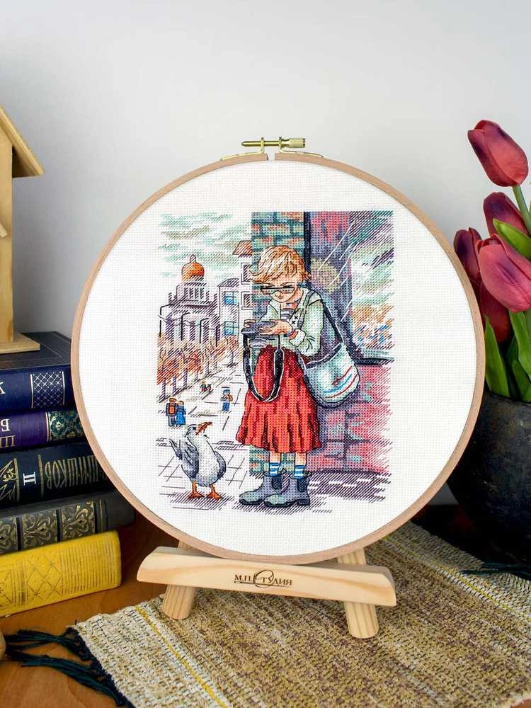MP Studia Siuvinėjimo rinkinys kryželiu „Geras šūvis“ 19x14 cm SNV-959