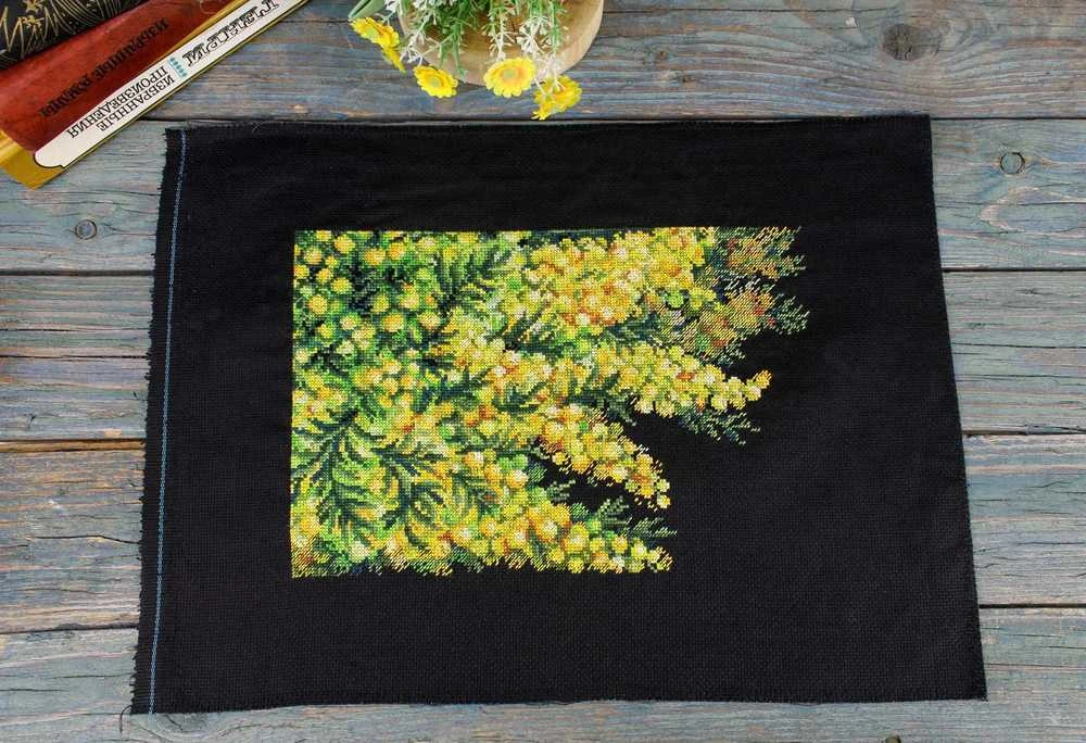 MP Studia Siuvinėjimo rinkinys kryželiu „Pavasario mimoza“, 18×27 cm