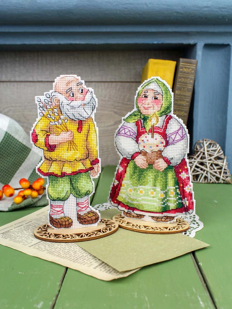 MP Studia Velykinis siuvinėjimo rinkinys „Močiutė su pyragu“ 16×10 cm