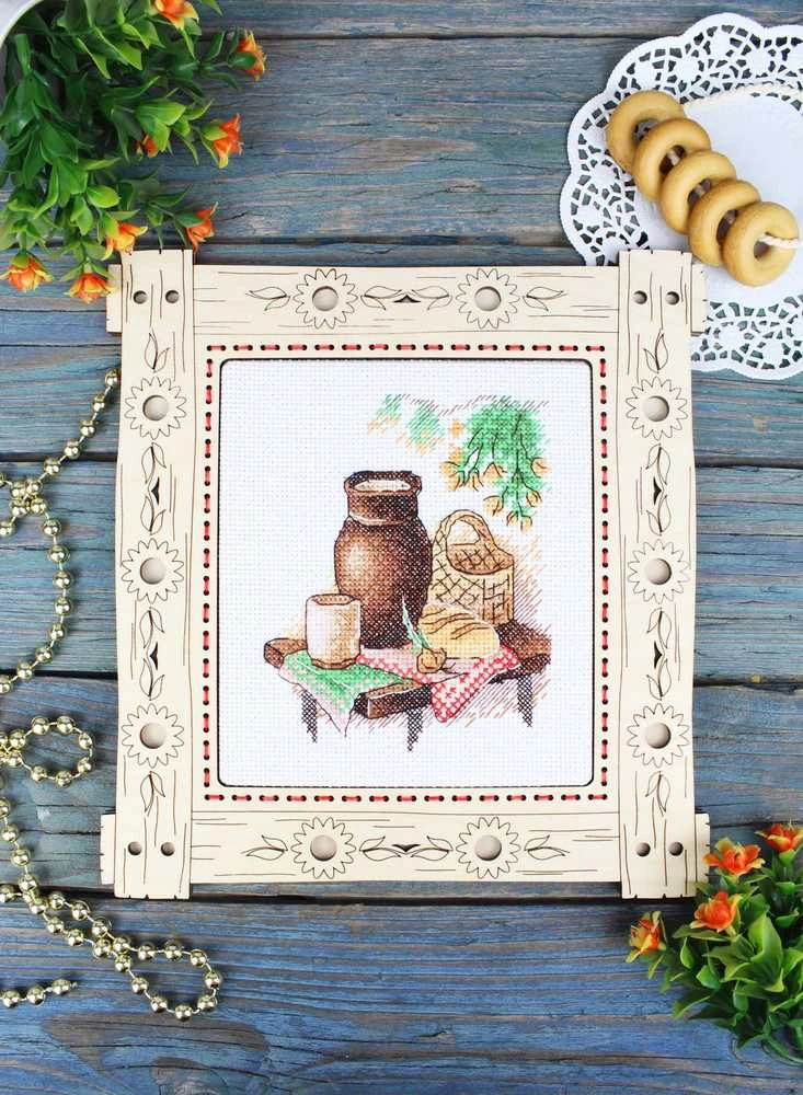 MP Studia Žavingas siuvinėjimo kryželiu rinkinys „Paprasti pietūs“ 13×11 cm