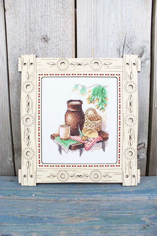 MP Studia Žavingas siuvinėjimo kryželiu rinkinys „Paprasti pietūs“ 13×11 cm