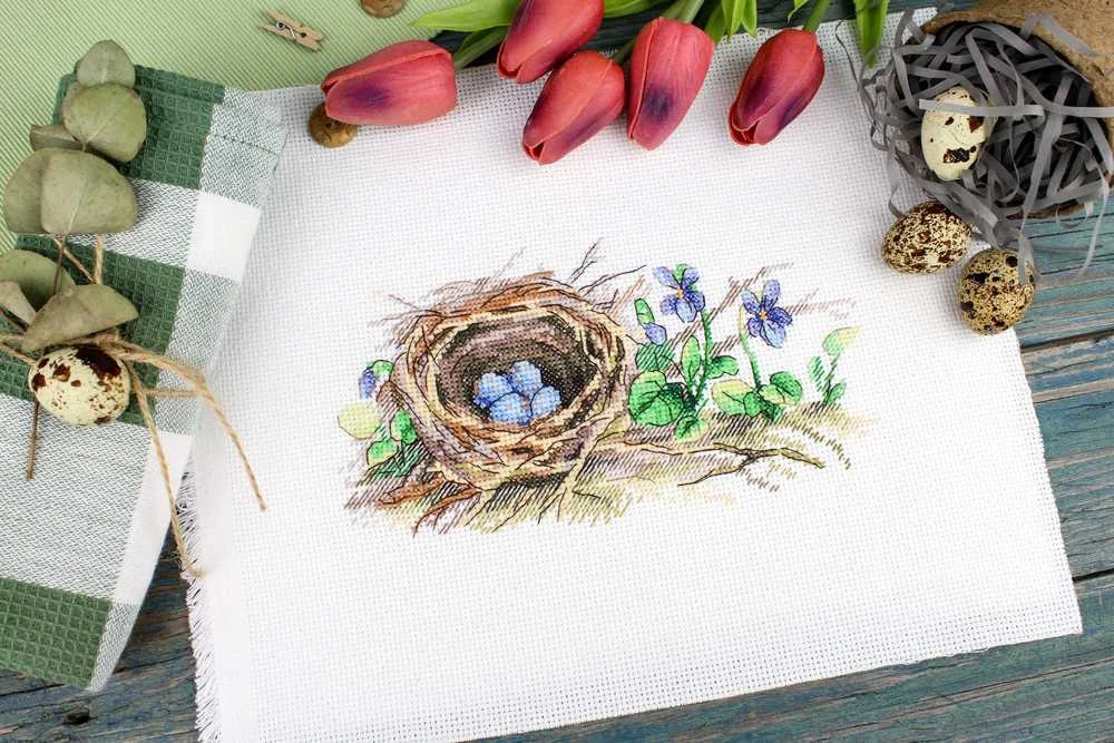 MP Studia Žavingas siuvinėjimo rinkinys kryželiu „Miško pakraštyje“, 12×20 cm