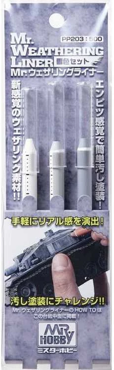 Mr Hobby Mr.Hobby Mr. Weathering Liner SNOW rinkinys (3 spalvos) PP-203
